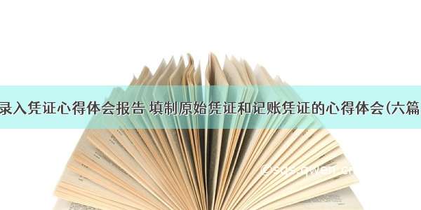 录入凭证心得体会报告 填制原始凭证和记账凭证的心得体会(六篇)