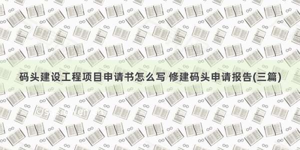 码头建设工程项目申请书怎么写 修建码头申请报告(三篇)