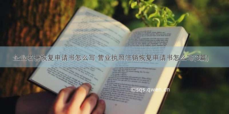 企业名誉恢复申请书怎么写 营业执照注销恢复申请书怎么写(3篇)