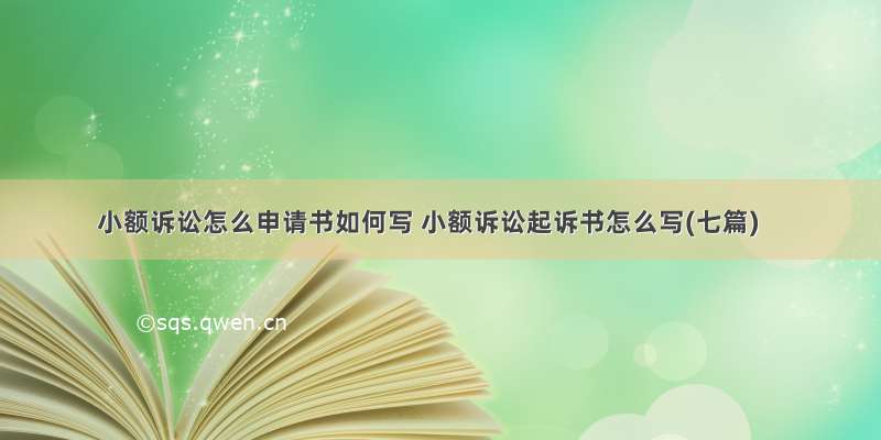 小额诉讼怎么申请书如何写 小额诉讼起诉书怎么写(七篇)