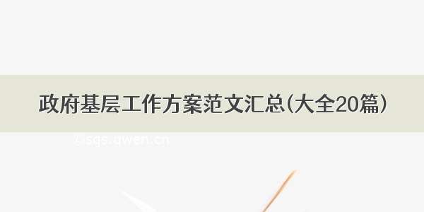 政府基层工作方案范文汇总(大全20篇)