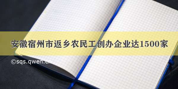 安徽宿州市返乡农民工创办企业达1500家