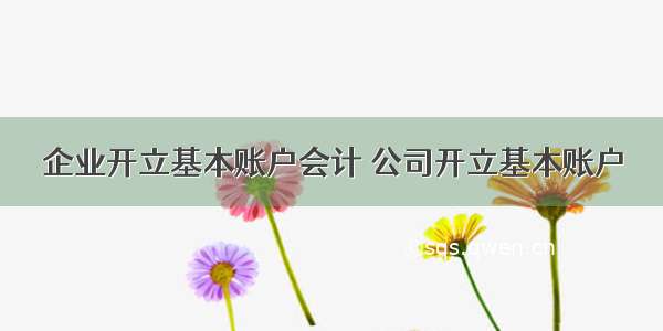 企业开立基本账户会计 公司开立基本账户