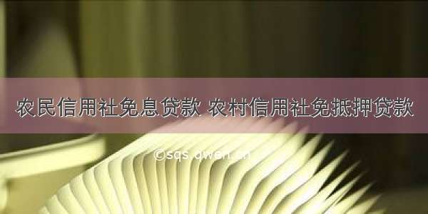 农民信用社免息贷款 农村信用社免抵押贷款