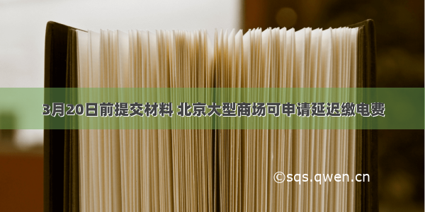 3月20日前提交材料 北京大型商场可申请延迟缴电费