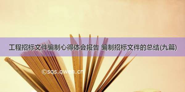 工程招标文件编制心得体会报告 编制招标文件的总结(九篇)