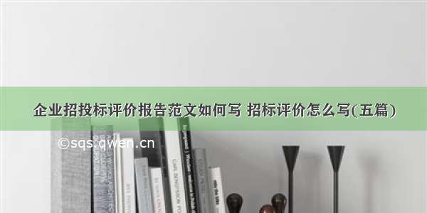 企业招投标评价报告范文如何写 招标评价怎么写(五篇)