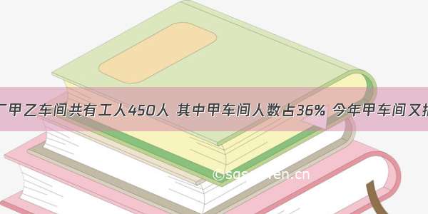 （1）某工厂甲乙车间共有工人450人 其中甲车间人数占36% 今年甲车间又招进一批工人