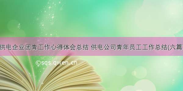 供电企业团青工作心得体会总结 供电公司青年员工工作总结(六篇)